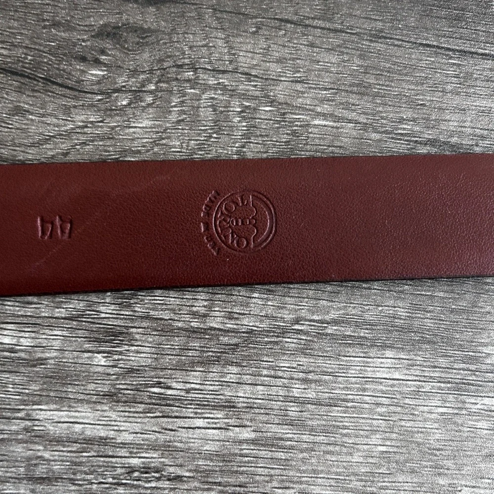 Aniline Kipskin Full Grain Leather‎ Men Belt 44 Reddish Brown Brass Buckle USA